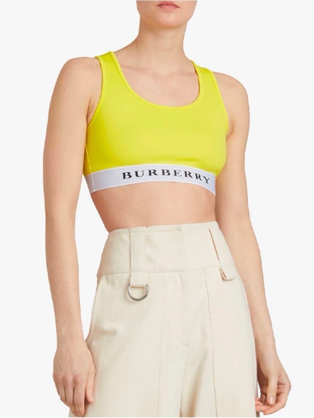 Burberry Yellow Logo Band Sports Bra